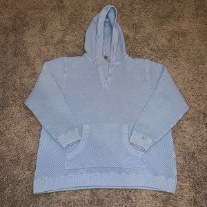 Hanna Andersson Women's XL Light Baby Blue Knit Sweater Pullover Hoodie Coverup